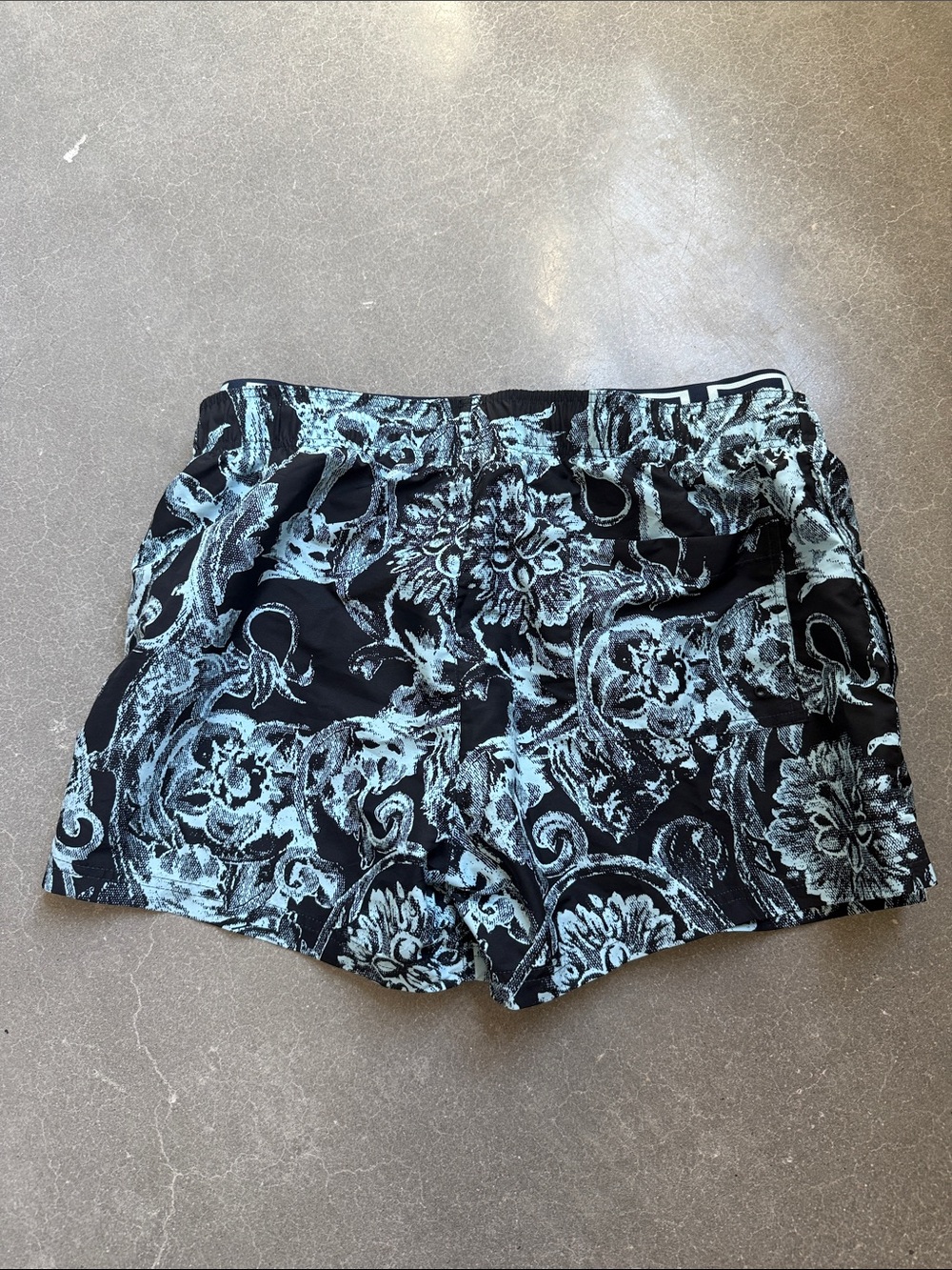 Versace Men’s Black & Light Blue Baroque Print Swim Shorts - Picture 4 of 4